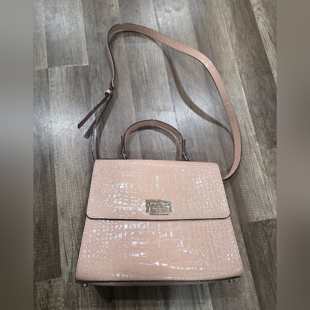 kate spade Blush Croc-Embossed Top-Handle Satchel